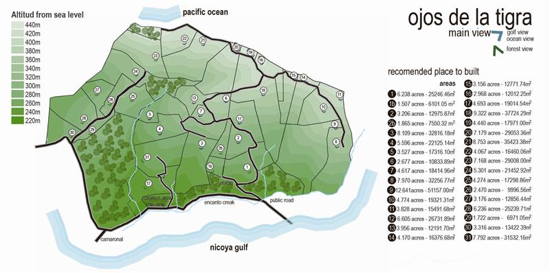 Costa Rica Map of Ojos de la Tigra